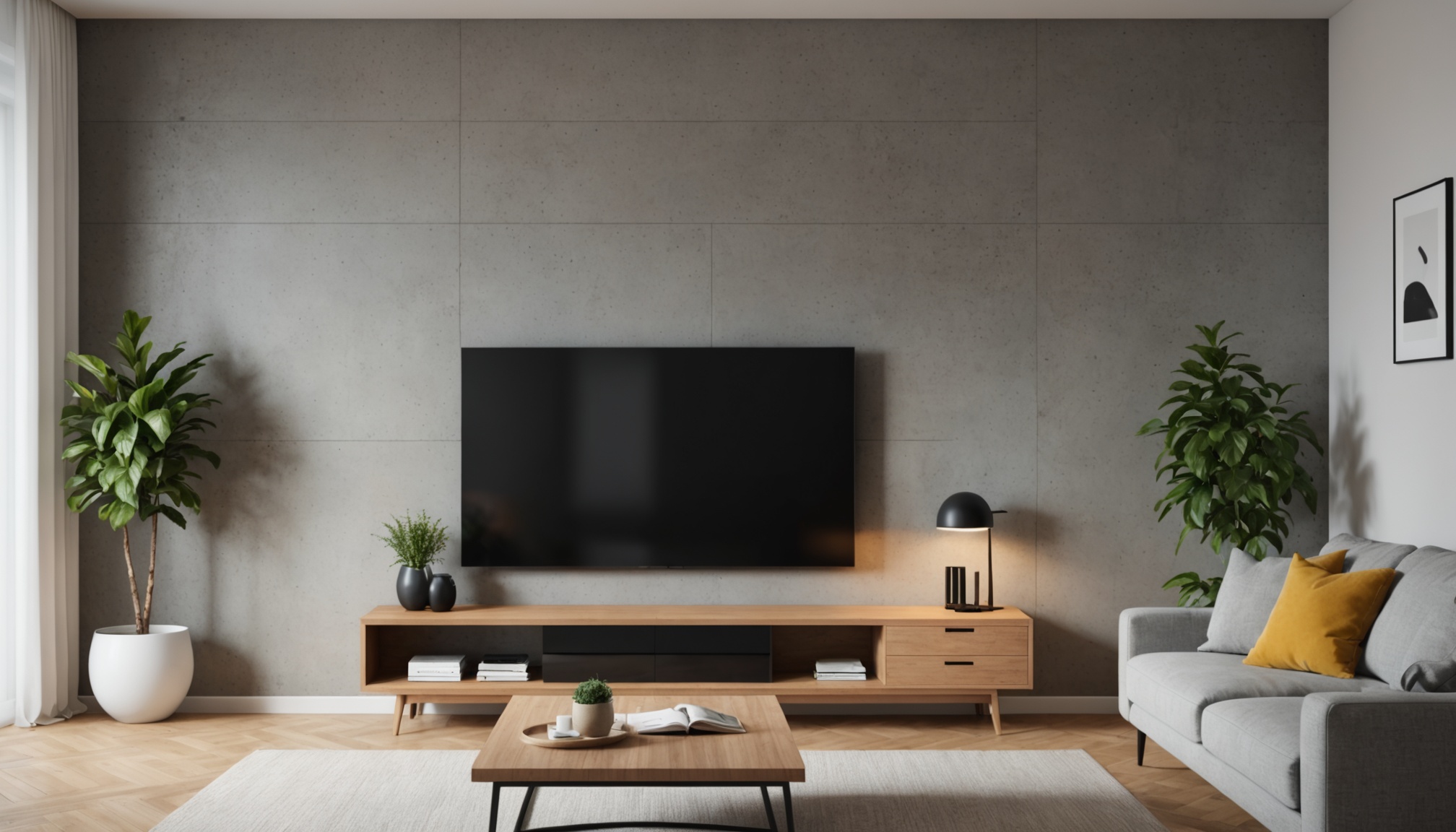 Téléviseur à écran plat installé dans un salon