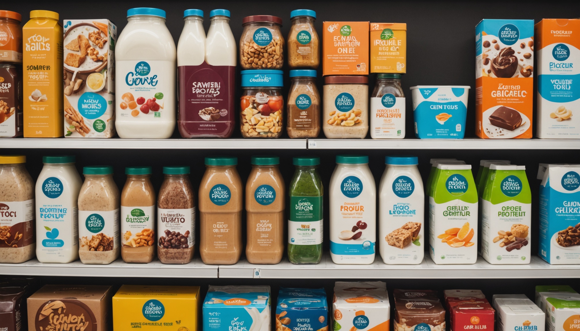 Rayon de supermarché avec des produits alimentaires riches en protéines