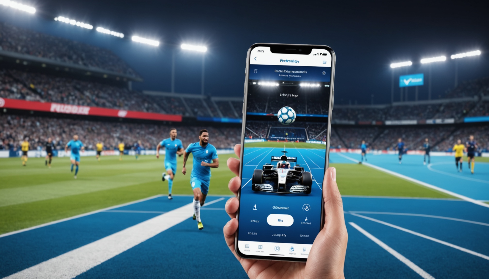 Illustration d'une application mobile de streaming sportif gratuit, style numérique