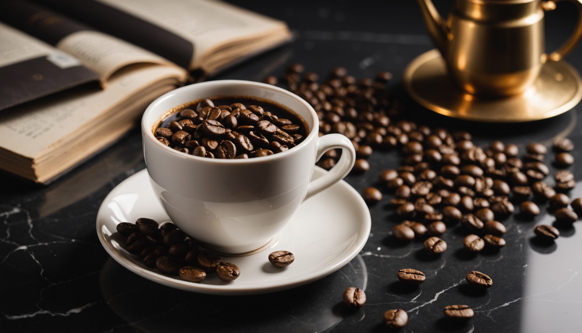 Grains de café de spécialité et tasse, café le plus cher du monde