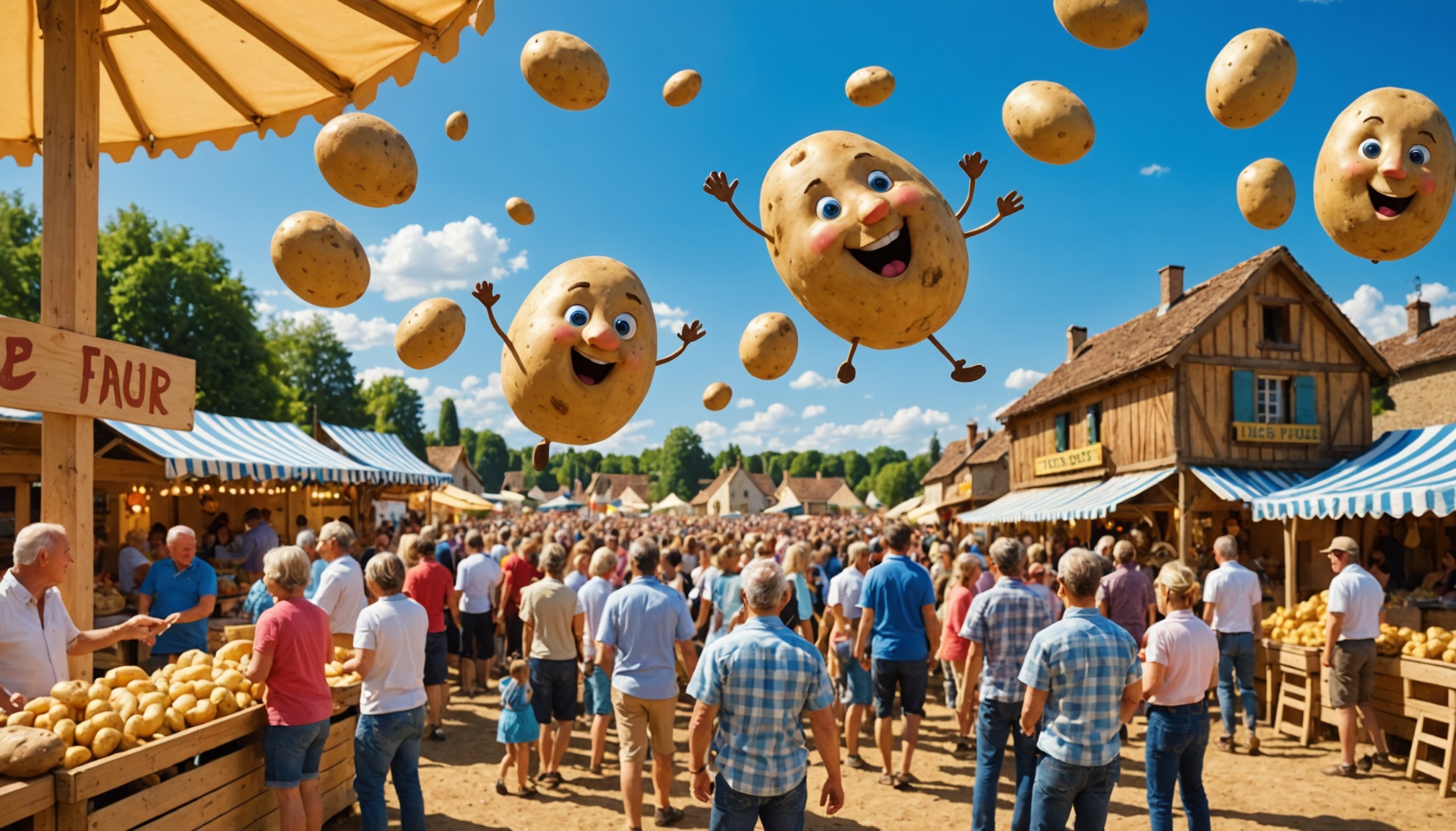 Fête de village en France avec lancer de patate lors d'un championnat insolite