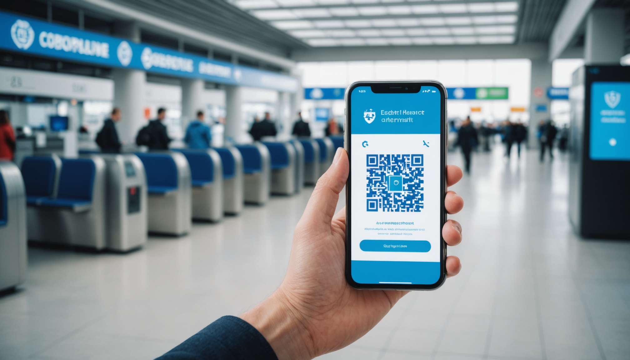 Identite numerique sur smartphone dans un aeroport francais